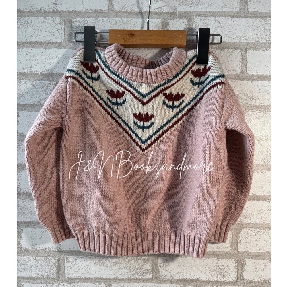 Toddler Little Co. By Lauren Conrad‎ Pullover Sweater Red Tulip Intarsia Size 3T